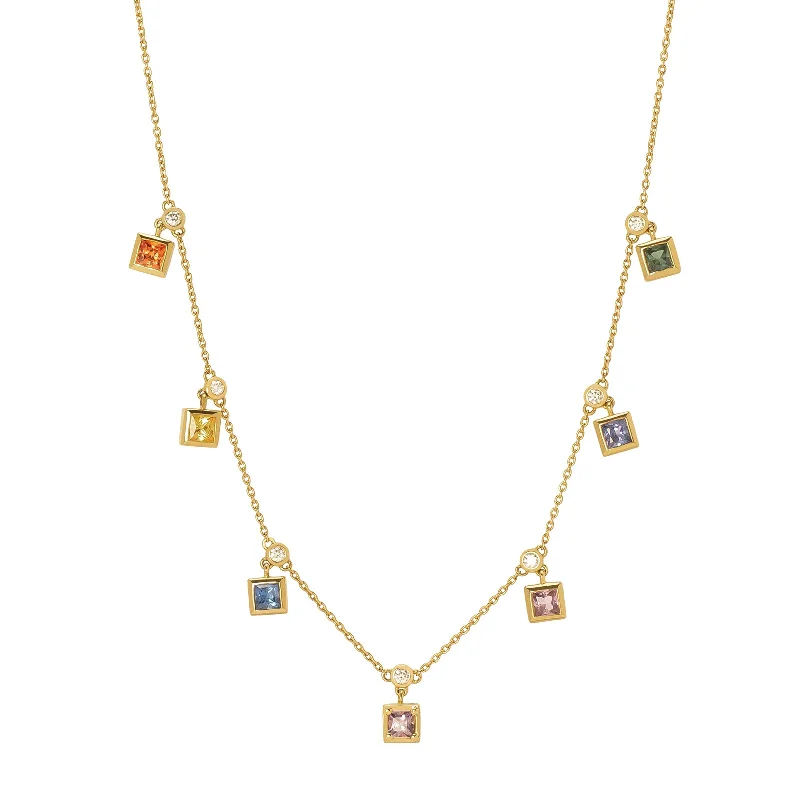 personalized hand-stamped bar ring Candy Sapphire Necklace