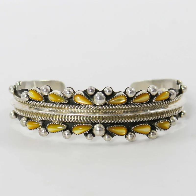 titanium spinner ring anxiety relief Mother of Pearl Cuff