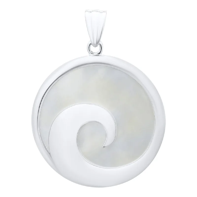 birthstone necklace for mom Mother of Pearl Wave Pendant Necklace