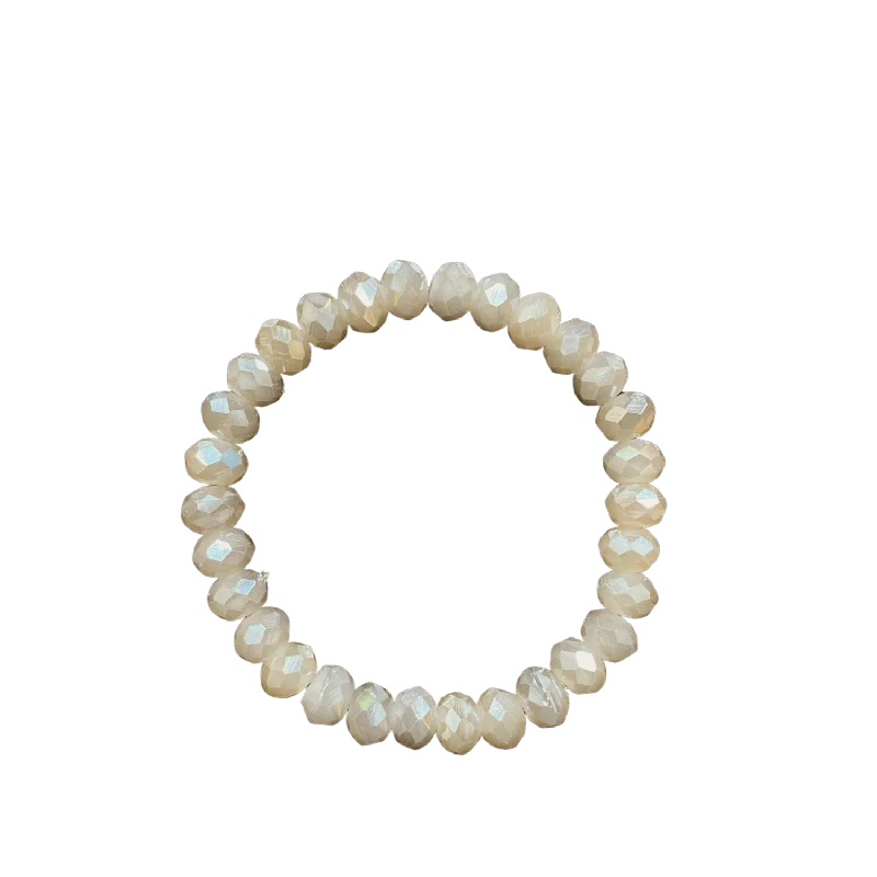 modern hexagon stud earrings Mystic Cream Grey Faceted Rondelle 8mm Bracelet