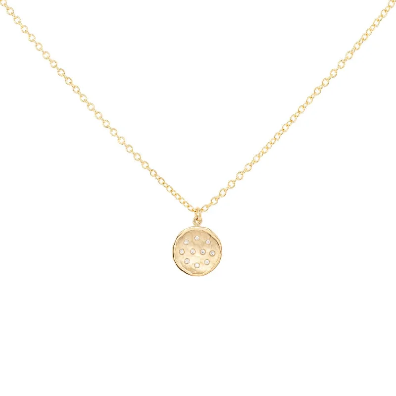simple gold hoop earrings Diamond Spray 10mm Hammered Disc Necklace