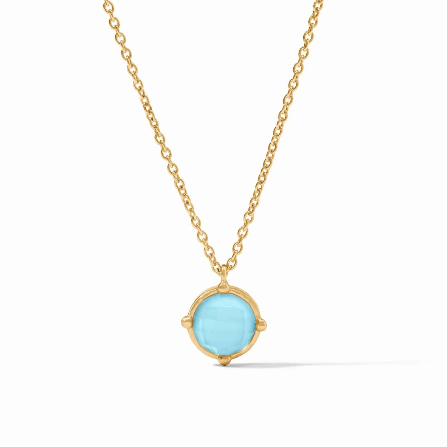solid gold cartilage hoop Iridescent Capri Blue Honeybee Solitaire Necklace