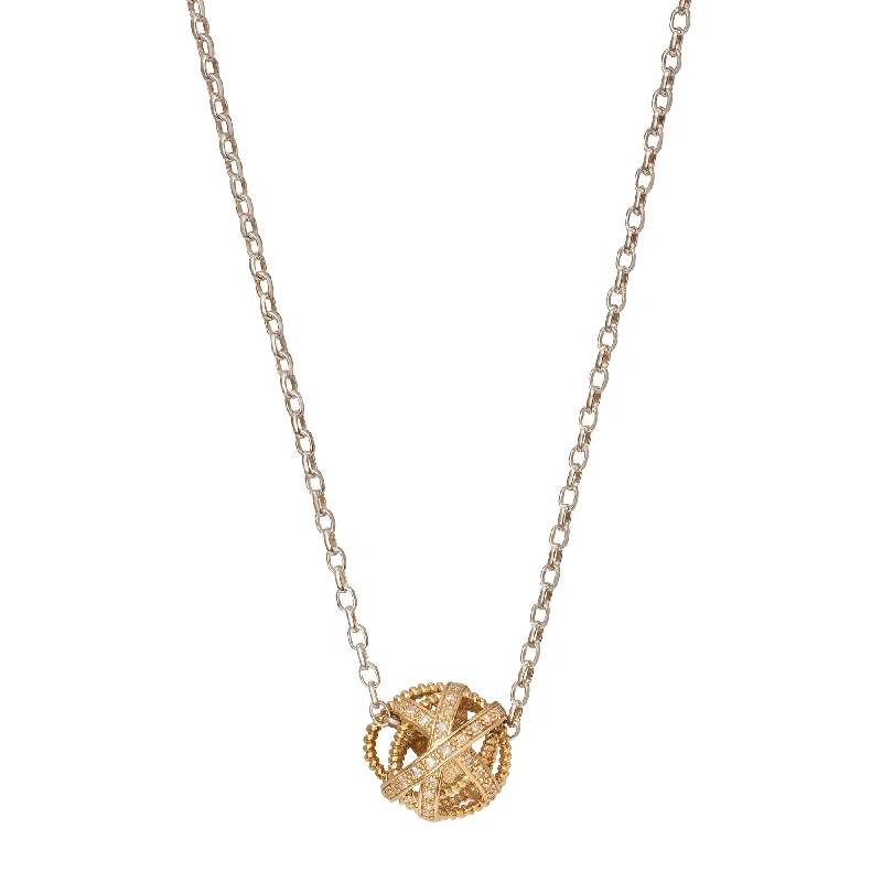 antique silver charm bracelet Small Diamond and Gold Ball Pendant Necklace
