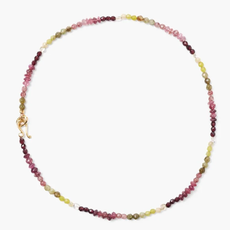 amethyst healing crystal necklace Mixed Tourmaline Bead Necklace