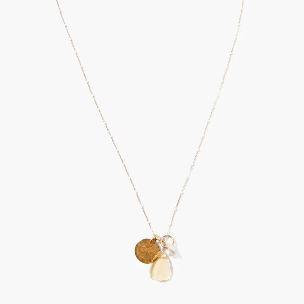 white gold infinity ring Zuri Enamel Charm Necklace White Mix