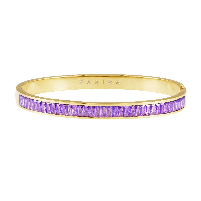 gold initial bracelet personalized Nicola Cz Bracelet - Purple