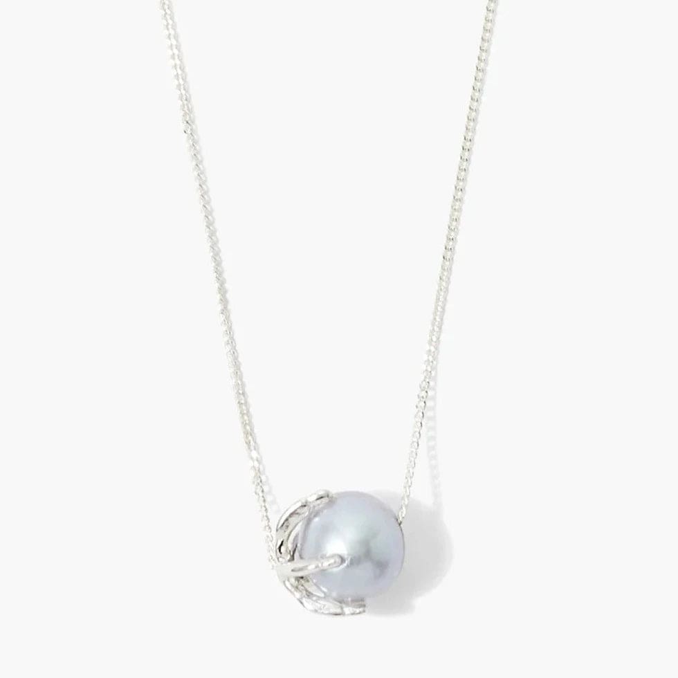 handmade braided anklet Lark Necklace Grey Pearl