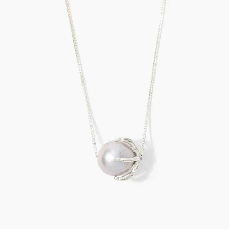 unique crystal bar necklace Large Lark Necklace Grey Pearl