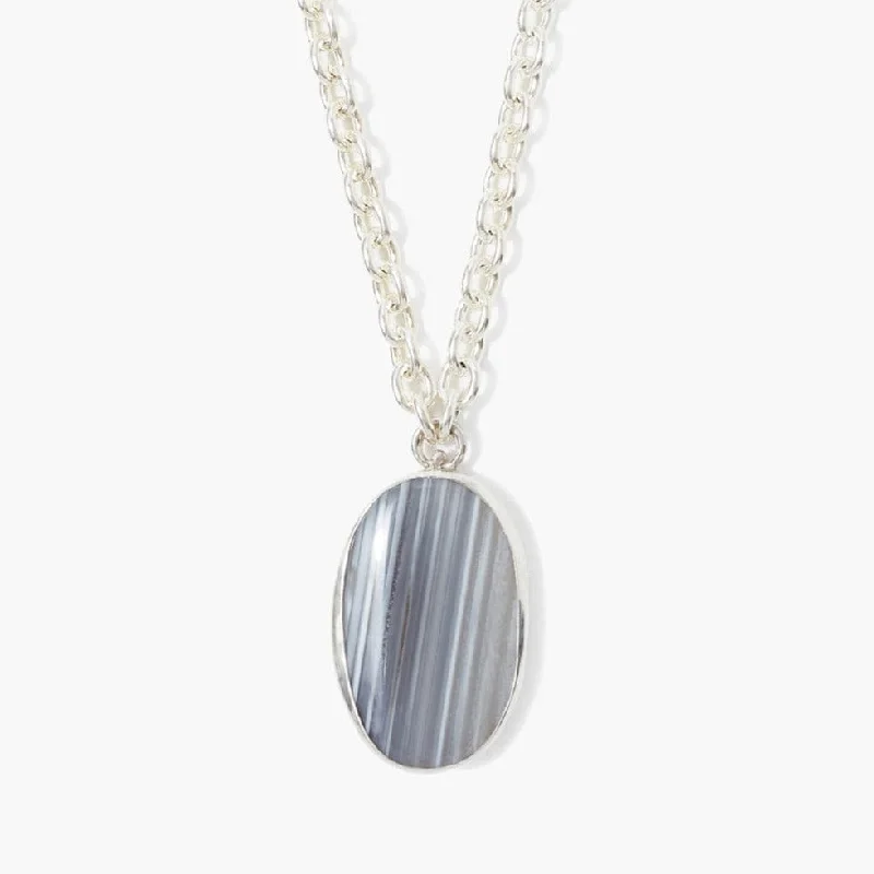 classic pearl bridal earrings Sabella Chain Necklace Grey Agate