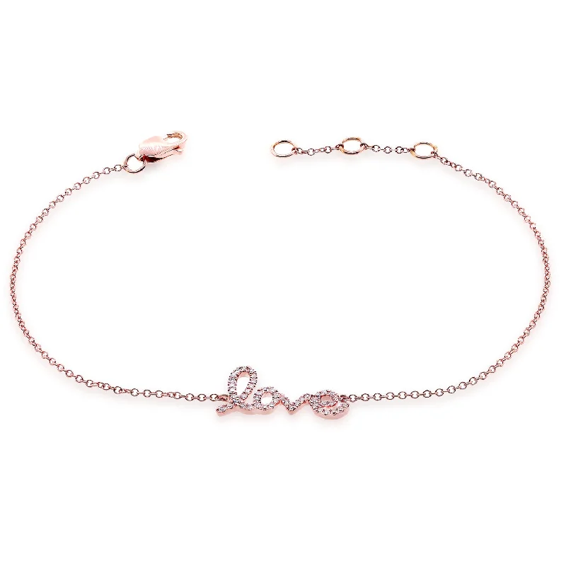 sterling silver herringbone chain OKGs Collection 14K Gold Love Chain Bracelet with Dazzling Diamonds