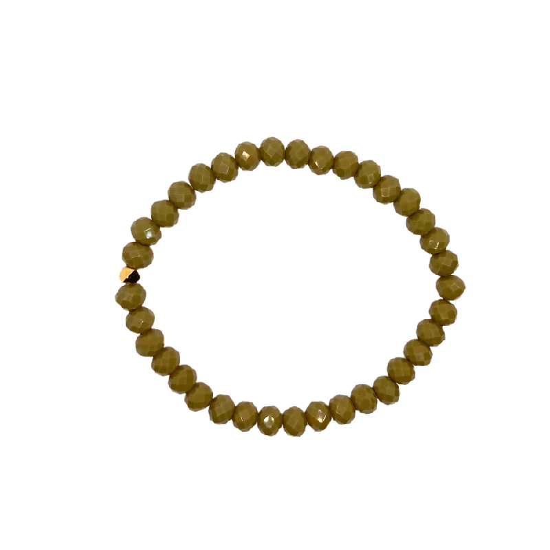 minimalist diamond stud earrings Olive Green Faceted Rondelle 6mm Bracelet