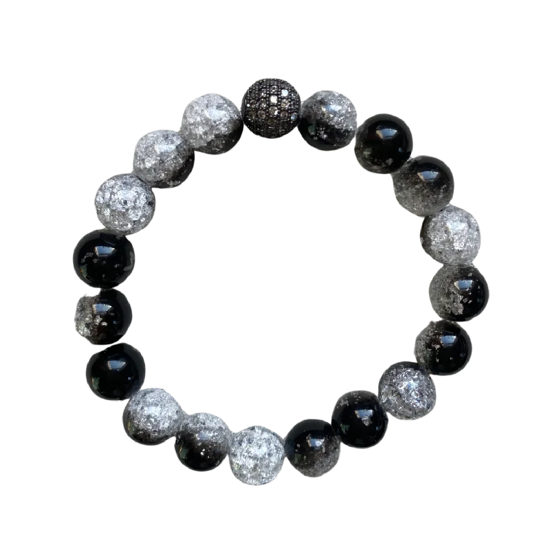 gothic bat ring sterling silver Pave Clear GM Black & White Crackle Czech Glass 10mm gothic bat ring sterling silver Pave Clear GM Black & White Crackle Czech Glass 10mm