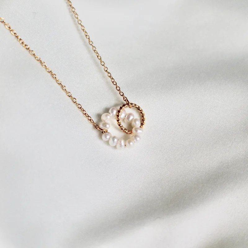black diamond eternity band Pearl circle necklace