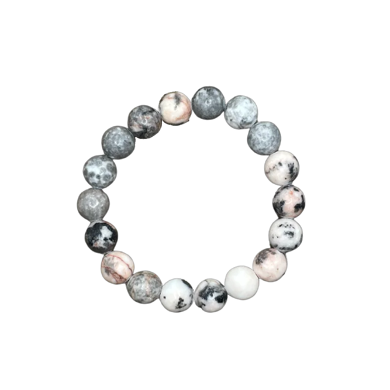 thin silver chain necklace Pink Zebra Jasper 10mm Bracelet