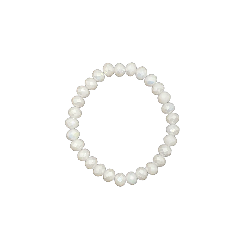 personalized couples ring engraved Rice Crystal Faceted Rondelle 8mm Bracelet