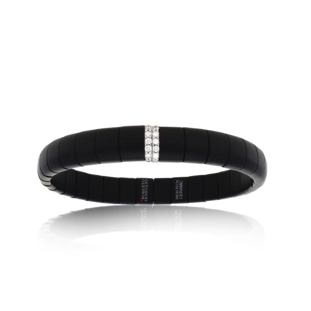 butterfly pendant necklace delicate Roberto Demeglio Domino Black Matte Ceramic Bracelet with Diamonds