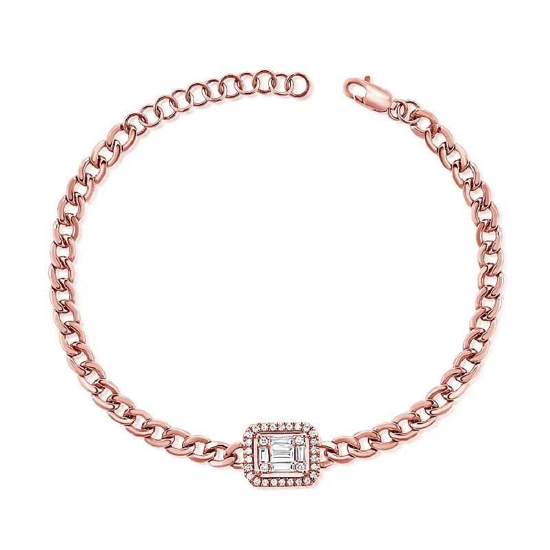 delicate gold band ring Round Baguettes Diamond Bracelet