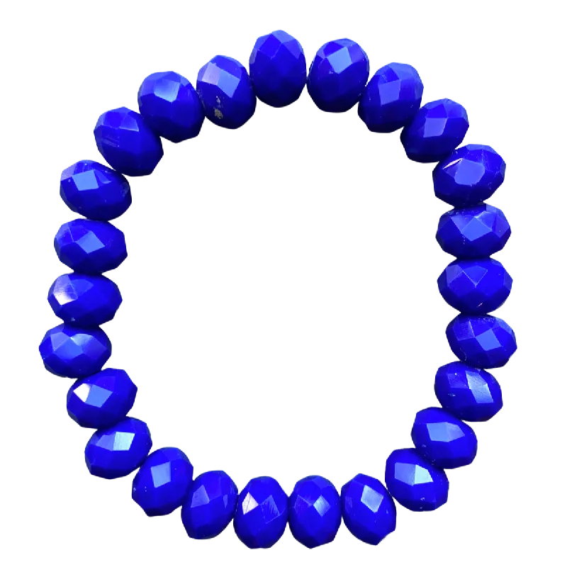 handcrafted silver cross pendant Royal Blue Jade Faceted Rondelle 10mm Bracelet