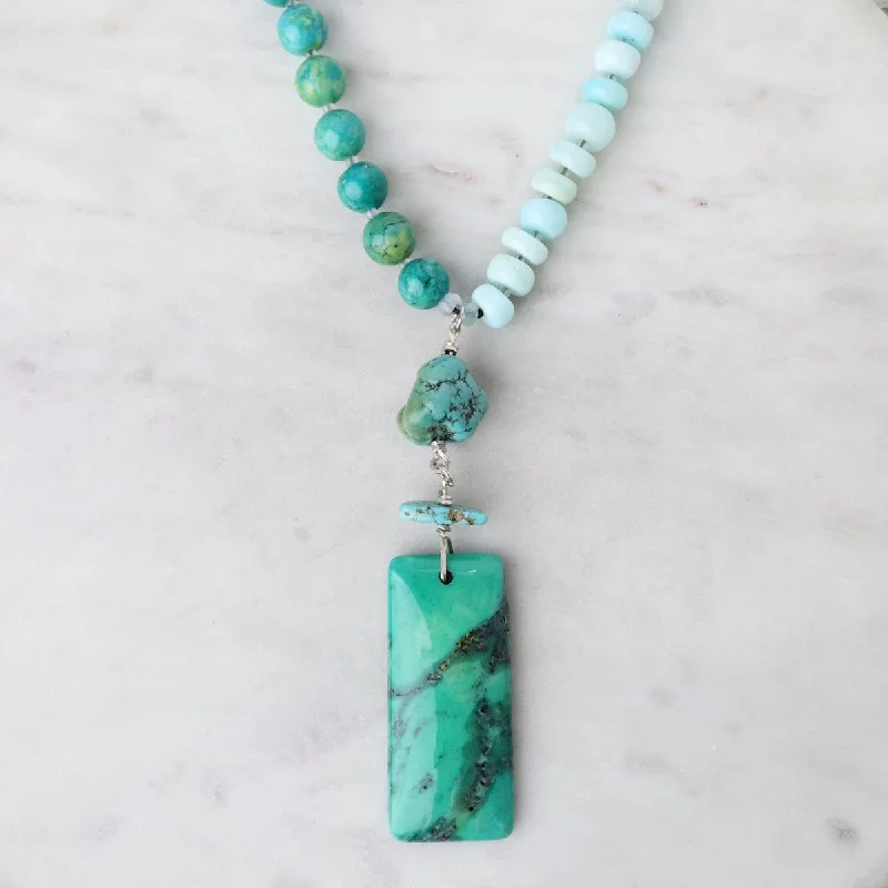 celestial sun and moon pendant Peruvian Opal and Turquoise with Chrysocolla Necklace celestial sun and moon pendant Peruvian Opal and Turquoise with Chrysocolla Necklace