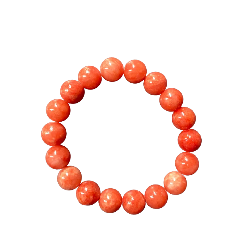 custom name necklace gold Salmon Orange Mountain Jade 10mm Bracelet