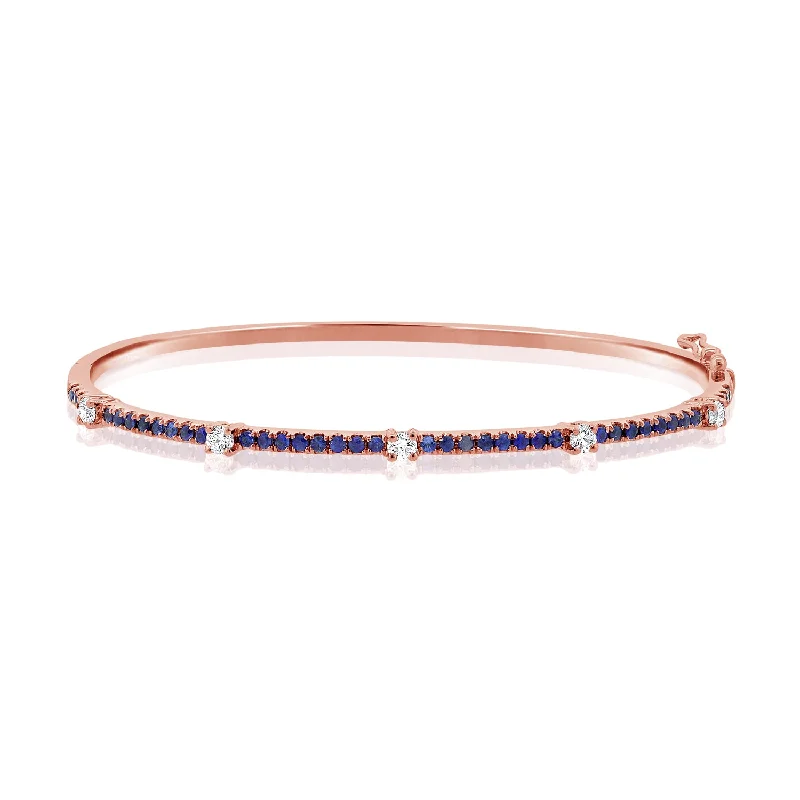 silver lotus flower earrings Sapphire & Diamonds Bangle made in 14K Gold