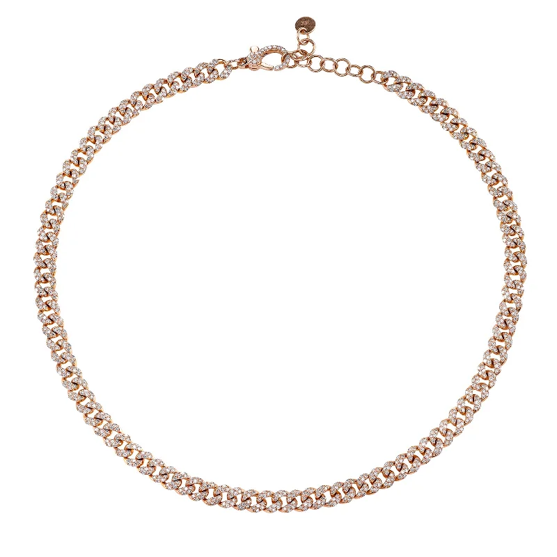 men’s silver wedding band Mini Diamond Link Necklace - Rose Gold