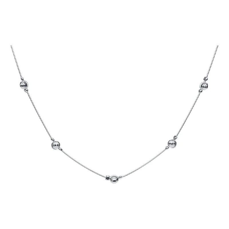 celestial galaxy planet necklace Sterling Silver Bead Station Necklace 18"