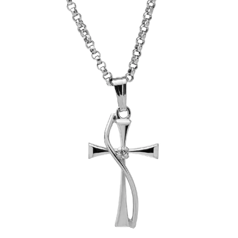 gold-plated figaro chain Sterling Silver Cross Pendant Necklace