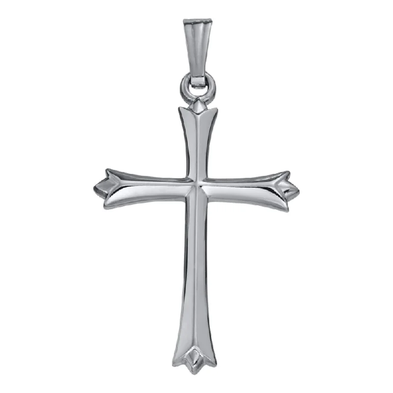 vintage-style diamond halo ring Sterling Silver Fluted Cross Necklace 18"