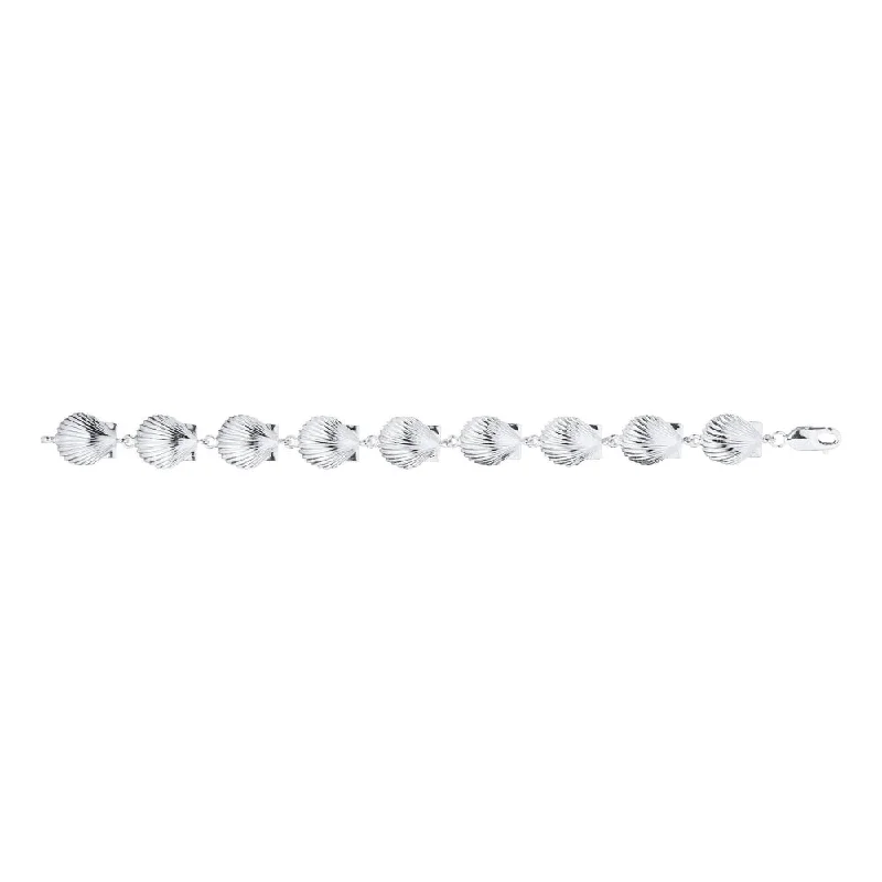 small diamond nose stud Sterling Silver Heavy Scallop Bracelet