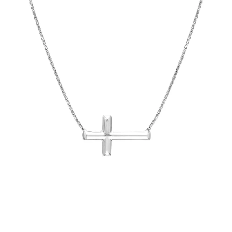 modern geometric gold ring Sterling Silver Sideways Cross Necklace