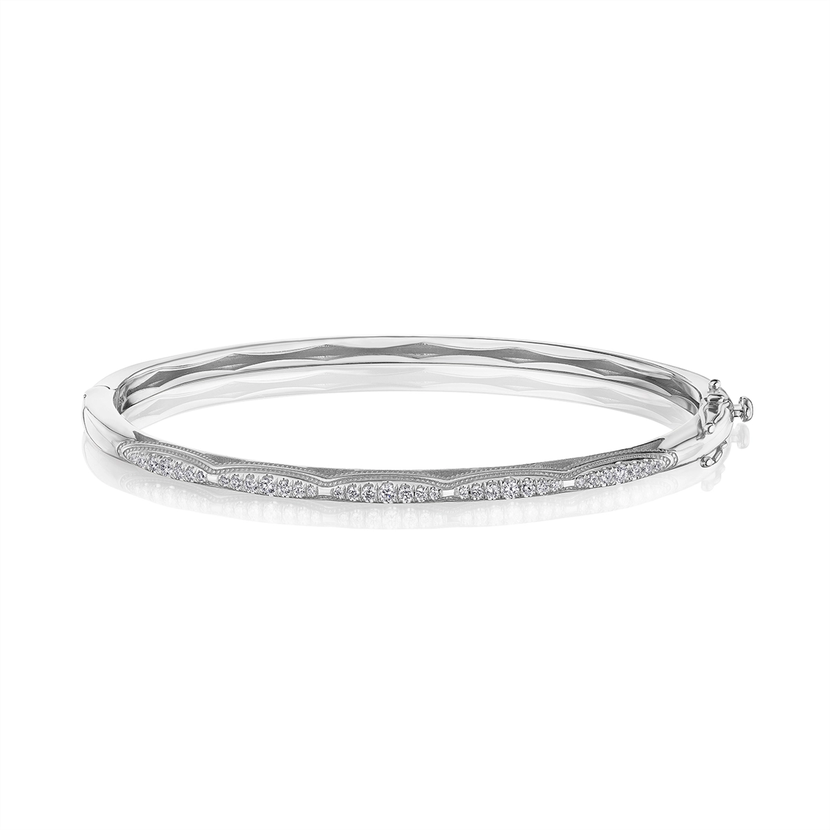 hammered gold disc necklace Tacori 18K White Gold Diamond Bracelet