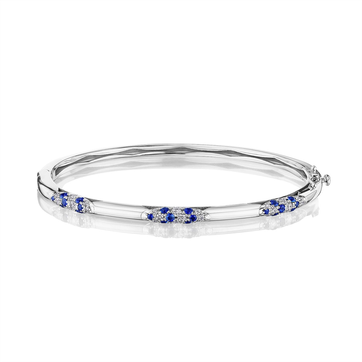 modern geometric earrings gold Tacori 18K White Gold Sapphire and Diamond Bracelet