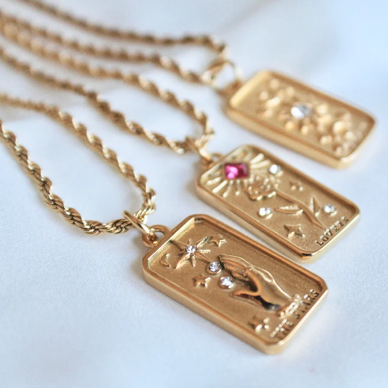 classic pearl bridal earrings Tarot card necklace