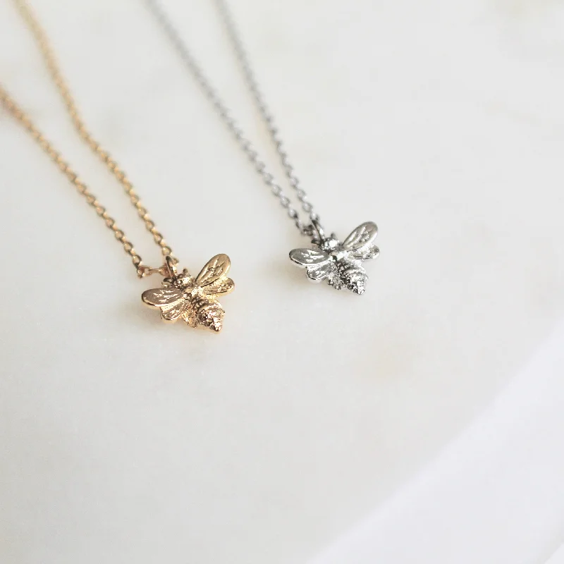 dainty butterfly pendant necklace Tiny Bee necklace