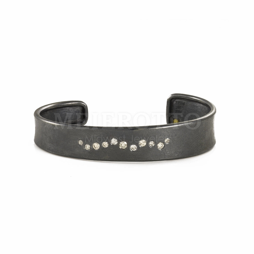 gold mesh bangle bracelet Todd Reed Patinated Silver Diamond Cuff Bracelet