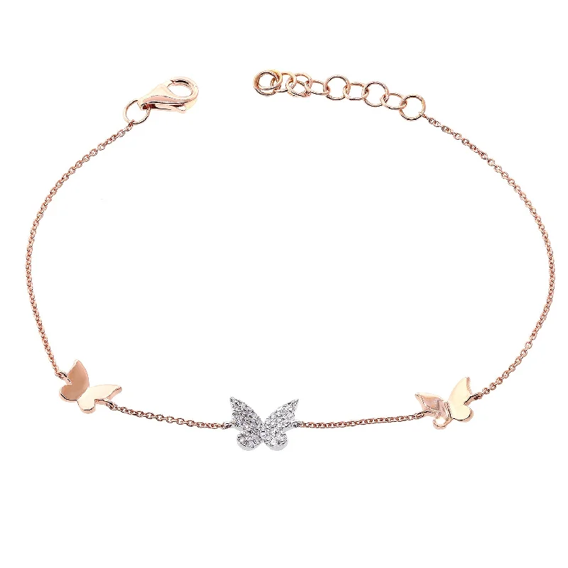 emerald-cut ruby eternity ring Tri Diamond Butterfly Chain Bracelet