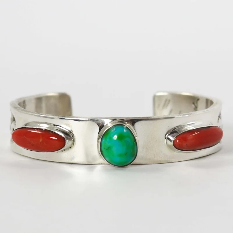 waterproof beach anklet stainless steel Turquoise and Coral Cuff