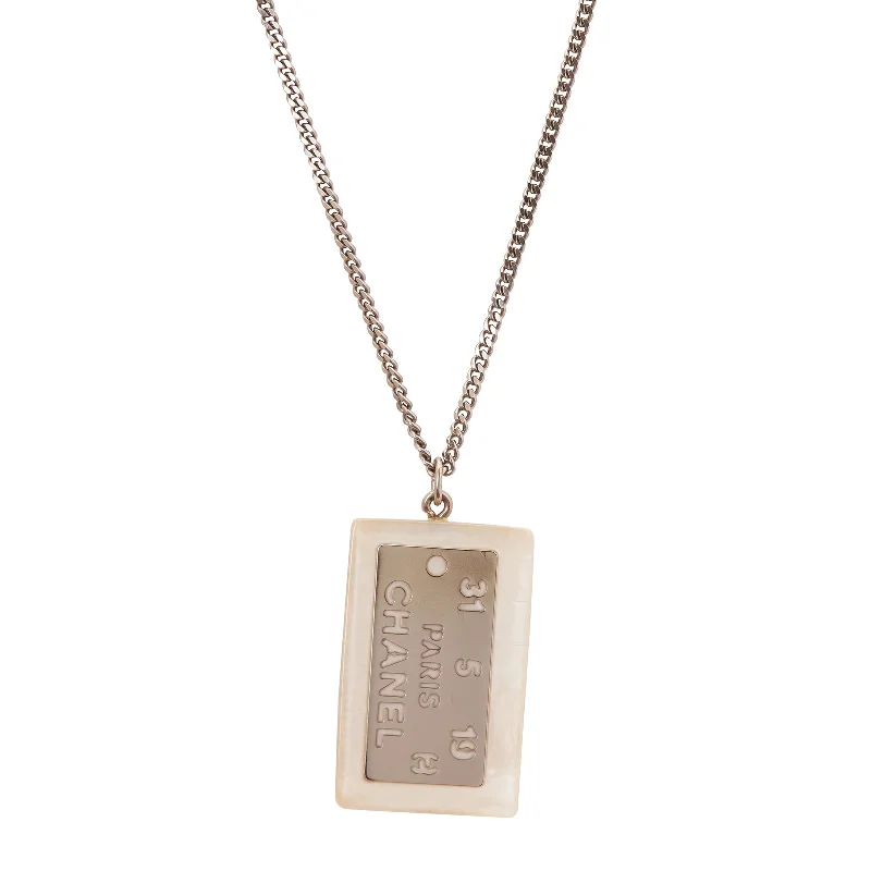 rose gold cubic zirconia earrings Chanel Tag Necklace