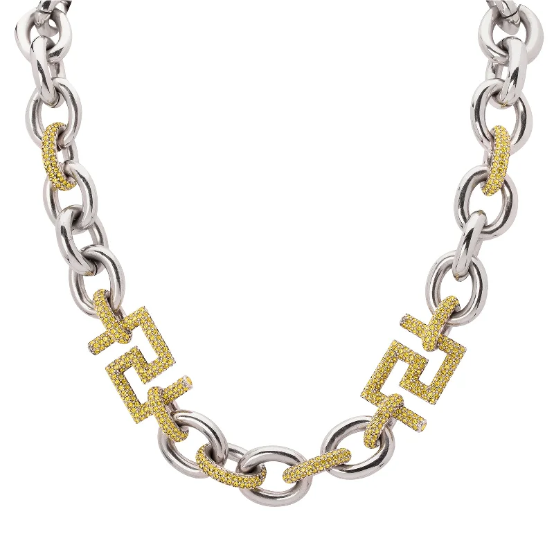 men’s titanium ring with diamonds Versace Thick Oval Chain Link Necklace with Pave Greek Keys
