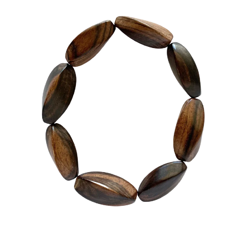 minimalist rose gold stacking rings Wood Twist Dark Large Bracelet