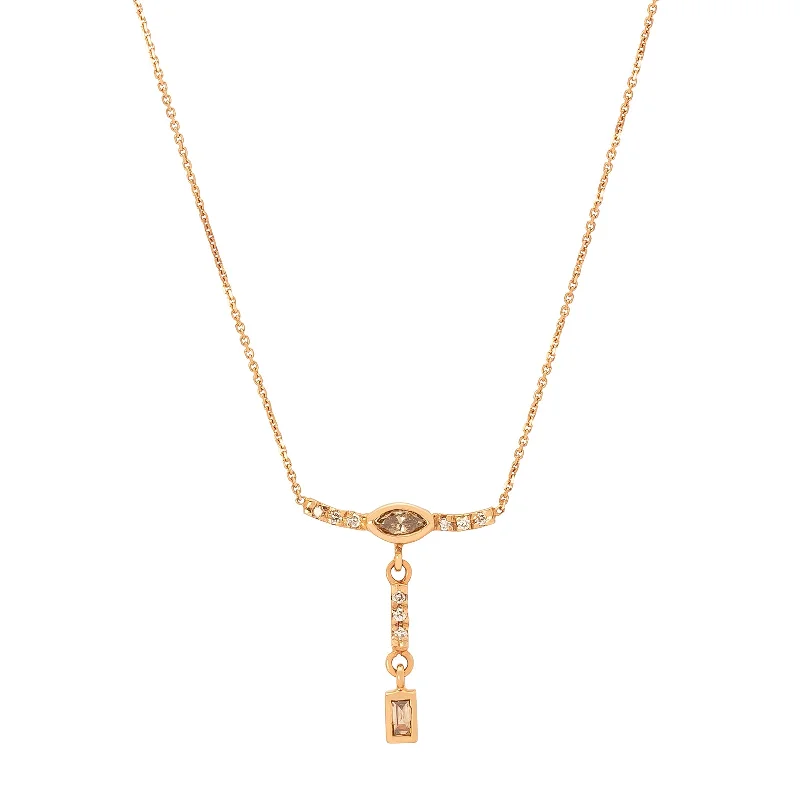simple gold stacking rings Gravity Marquise & Baguette Drop Necklace