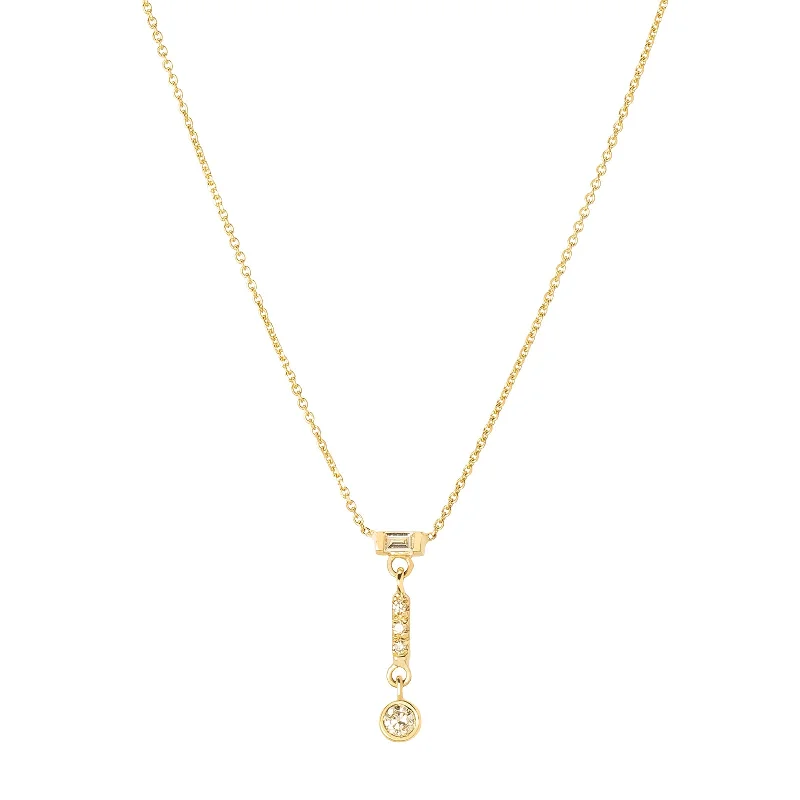 modern baguette diamond ring Gravity Single Dangle Necklace