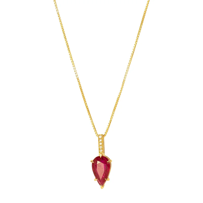 rose gold cartilage barbell Arrow Necklace - Ruby & Diamond