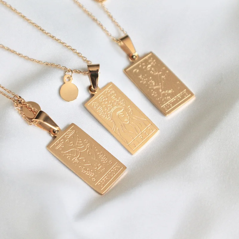 cubic zirconia stud earrings classic Zodiac necklace