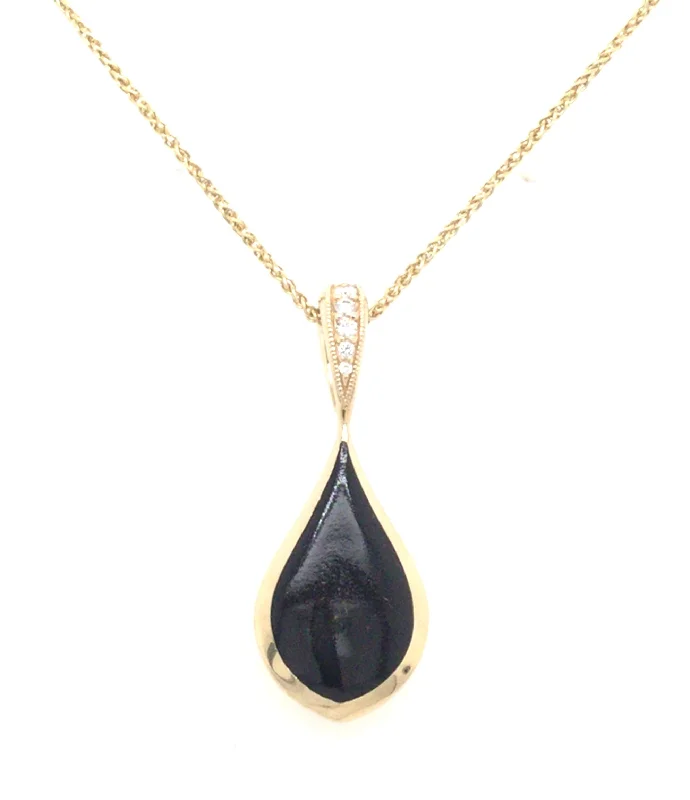 vintage art deco engagement ring 14K Rose Black Onyx 18 inch Necklace