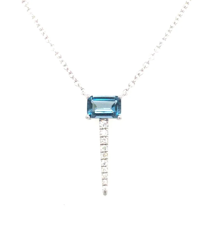 classic pearl strand necklace 14K White London Blue Topaz and Natural Diamond 18 inch Necklace classic pearl strand necklace 14K White London Blue Topaz and Natural Diamond 18 inch Necklace