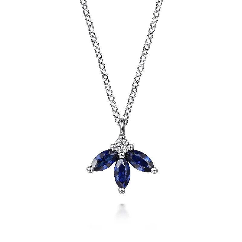 celestial sunburst necklace gold 14K White Blue Sapphire and Natural Diamond 17.5 inch Necklace celestial sunburst necklace gold 14K White Blue Sapphire and Natural Diamond 17.5 inch Necklace