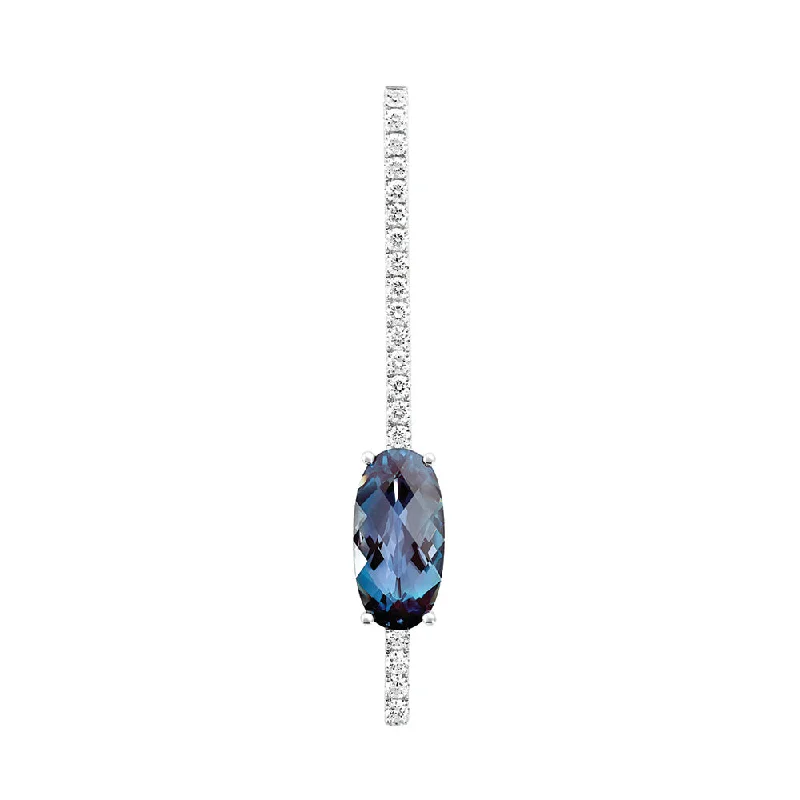 wedding band with diamonds 14K White Chatham Alexandrite and Lab Grown Diamond Pendant wedding band with diamonds 14K White Chatham Alexandrite and Lab Grown Diamond Pendant