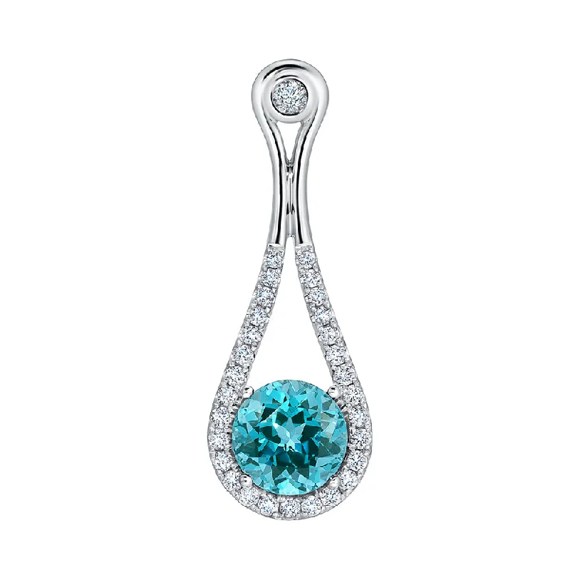 luxury diamond anniversary band 14K White Chatham Paraiba Spinel and Lab Grown Diamond Pendant luxury diamond anniversary band 14K White Chatham Paraiba Spinel and Lab Grown Diamond Pendant